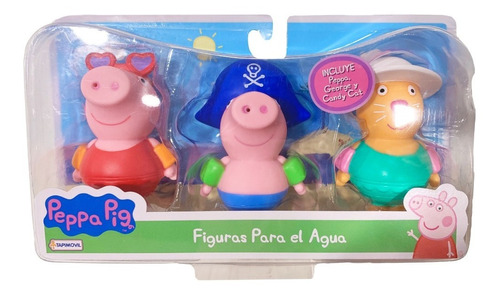 Imagen 1 de 5 de Set X3 Figuras Peppa Pig Flotan En Agua Baño 9 Cm Original
