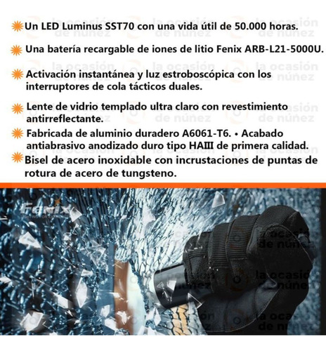 Imagen 3 de 8 de Linterna De Mano Fenix Tactica Tk16 V2.0 Led 3100 L 380mt