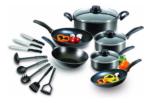 Batería De Cocina Ekco (17 Pzs) Aluminio C/antiadherente