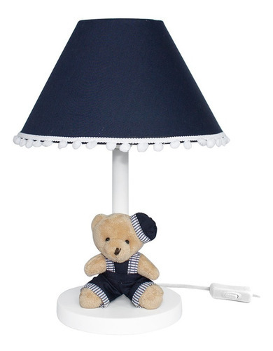 Luminária Mesa Ursinho Urso Azul Marinho Decoração Infantil Cor da cúpula Azul-marinho Cor da estrutura Branco