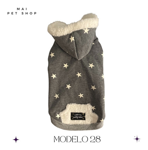 Sudadera Gris Con Estrellas Blancas Para Perro Talla Xxxl