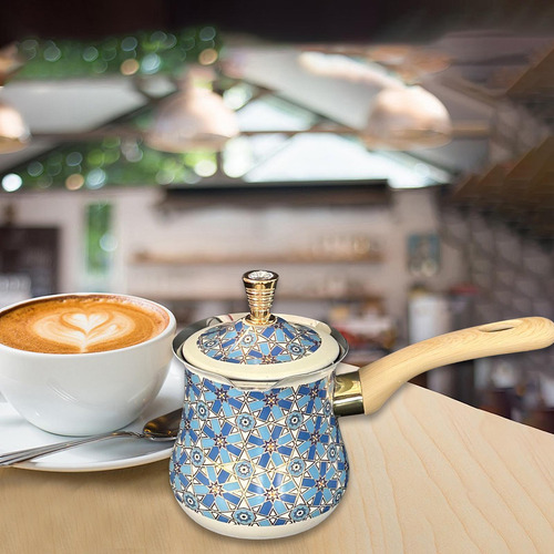 Cafetera Turca De Acero Inoxidable Con 720 Ml Patrón Azul