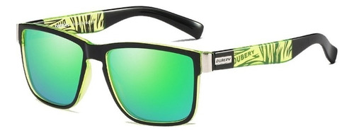 Gafas de sol polarizados Dubery Sol D518 con marco de policarbonato color negro/verde, lente verde de triacetato de celulosa, varilla negra/verde de policarbonato