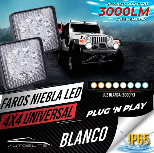 2 Faros Led Cree Barra 9 Led 27w Cuadrados Jeep 4x4 Off Road