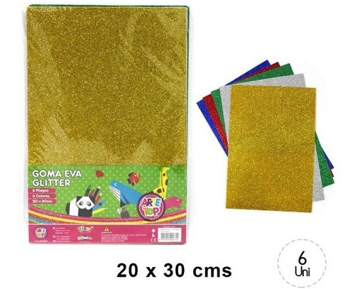 Pack X18 Pliegos Goma Eva Glitter 30x20cm /cotillónvieri