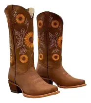 Comprar Botas Vaqueras Bordadas De Tacón Grueso Para Mujer [u]