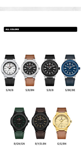 Reloj De Pulsera Deportivo Casual Con Correa De Piel Navifor