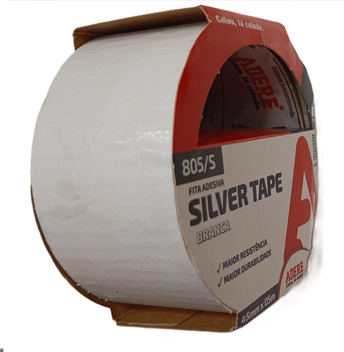 Kit Com 7 Fita Adesiva Multiuso Silver Tape Prata 50x5 Branco Lisa