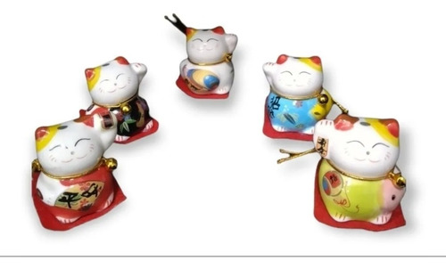 Set De 5 Gatos Chinos Abundancia,riqueza, Figura Decorativa 