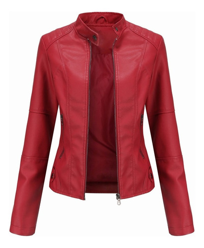 Cazadora Biker Casual De Piel For Mujer