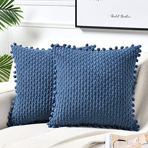 Conjunto De 2 Fundas De Almohada Decorativas Tonos Azul...