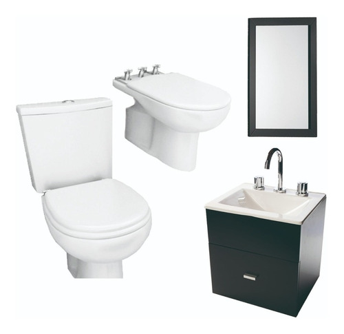 Juego Completo Baño Inodoro Vanitory 40cm Espejo- Cuotas