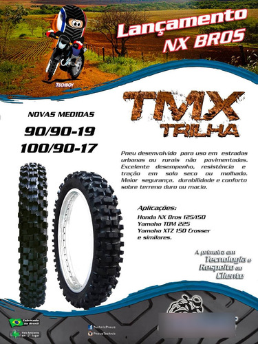 Pneu 90/90-19 Technic 52m Tmx Trilha Nx Bros Xtz Crosser