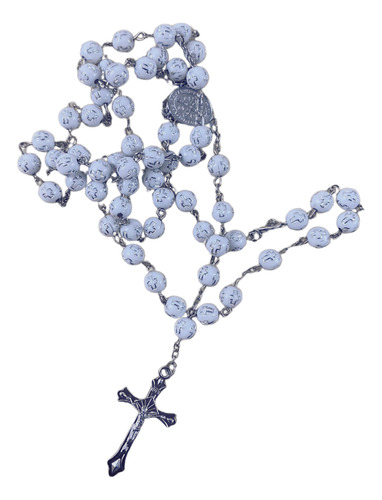 2 Terço Colar Nossa Senhora Com Crucifixo Preto + Branco
