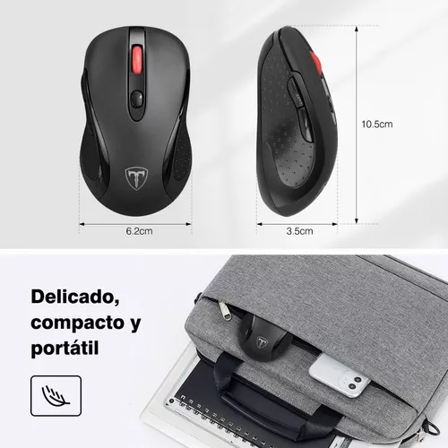 Mouse Inalámbrico, Ratón Recargable Wireless 2.4G Ergonómico óptico  Silencioso Click con Receptor USB (800/1200/