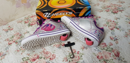 Tênis De Rodinhas Heelys 33 Prata E Lilás
