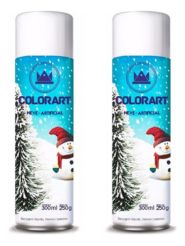 2 Lata Spray Colorart Neve Artificial 300ml Decoração Natal