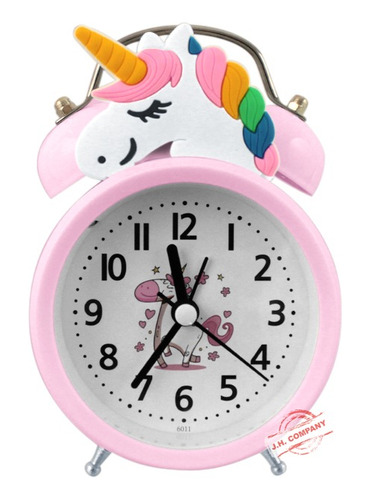 Reloj Despertador Doble Campana Luz Unicornio Kawaii 12021