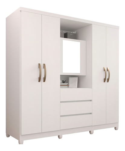 Guarda-roupa Casal Espelho 04 Portas Capelinha Master Branco