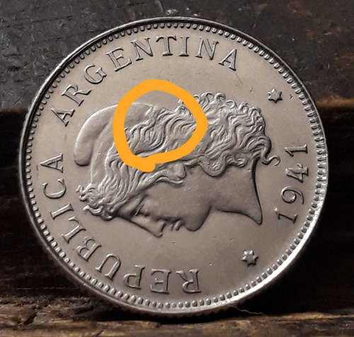 Moneda Argentina 50 Centavos 1941 Cabellera Rizada !!!