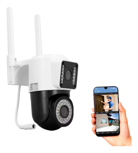 Cámara Ip Wifi Seguridad Inalámbrica Antirobo 2 Lentes Espia Blanco