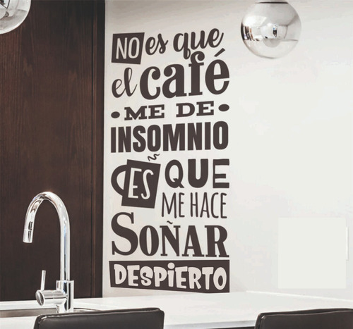 Vinilos Decorativos Frases Pared Vidrio Café 80 X 40 Cm