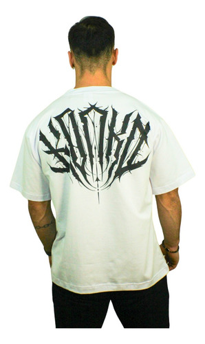 Polera Oversize Manga C Hombre Flex Cotton Blanca Hard Konko