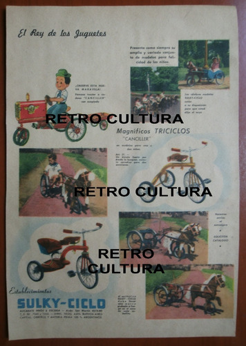 Publicidad Juguete Antiguo,triciclo,sulky. Niños,retro.