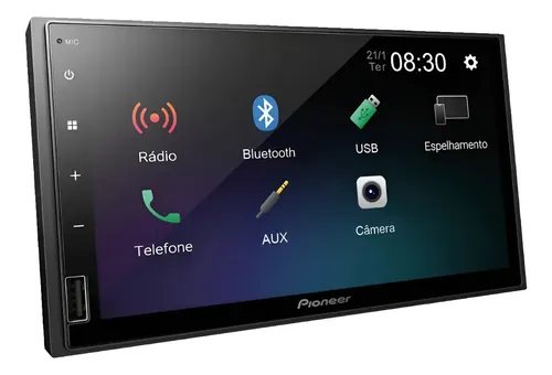 Multimídia Pioneer Dmh-145br 7' Pol Usb Espelhamento Android Cor ...