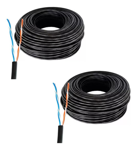 Kit X2 Rollo 2 Pares Cable Utp Exterior 100mts