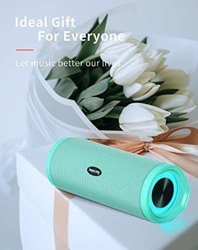 Bocina Portátil Heysong Ipx7 De 40h De Carga Led -menta