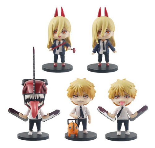 Set De 6 Figuras Chainsaw Man Chibis Denji, Pochita Y Power