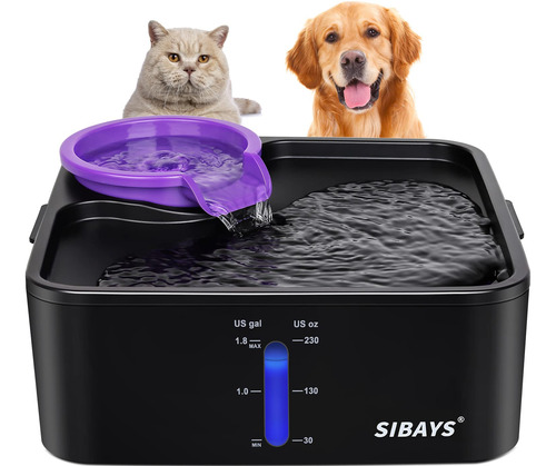 Sibays Fuente De Agua Para Perros Grandes, Dispensador De Cu