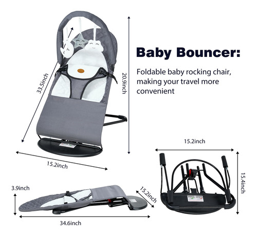 Asiento Portátil Para Bebés 0 A 18 Meses Color Gris