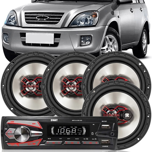 Kit Auto Falante Chery Tiggo 2010 A 2015 Radio Bluetooth Mp3