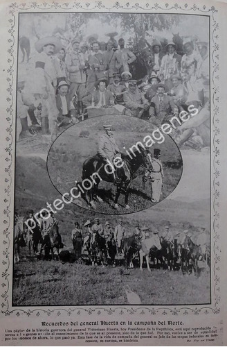 Afiche Antiguo 1913 Victoriano Huerta En Combate