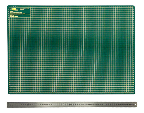 Kit Base Para Corte Placa 45x30 Cortar Papel Tecido Régua 30 Cor Placa De Corte Verde