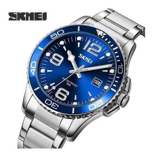 Relojes De Cuarzo Con Calendario De Negocios Skmei 9278 Color Del Fondo Azul