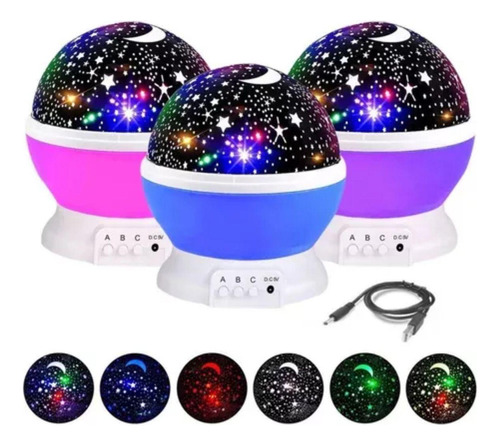 Kit 3 Luminárias Infantil Projetor Estrela 360º Galaxy