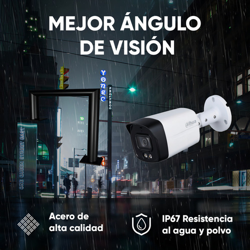 Dahua Cámara Bullet Hfw1239tlm-plus-artemis Full Color 2 Mp Con Brazo Metálico Y Letrero Disuasivo Super Adapt Wdr Real 130 Db Microfono Integrado Lente De 3.6mm Led 40m Ip67 Hfw1239tlm Starlight