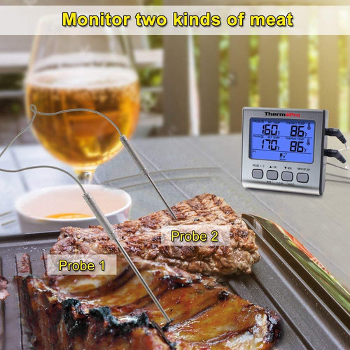 Imagen 4 de 9 de Termómetro Digital Con 2 Sondas Thermopro Tp17 Carnes Timer
