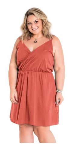 Vestido Feminino De Alças Plus Size Curto Alcinha Evasê