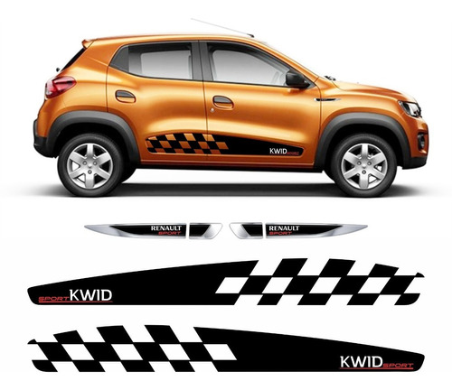 Kit Faixa Adesivo E Aplique Lateral Renault Kwid Sport Kit01