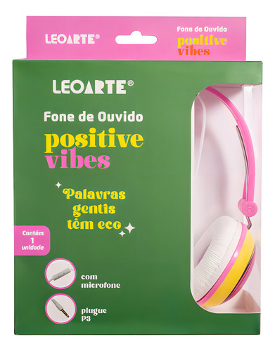 Fone De Ouvido Feminino C/ Microfone Headset Positive Vibes