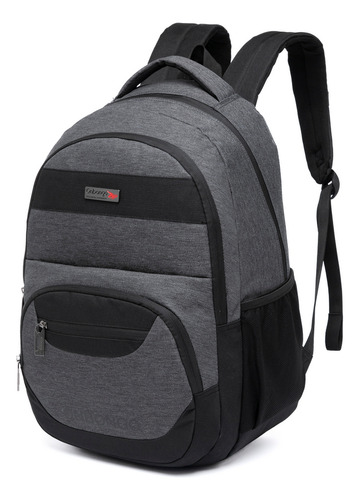 Mochila Escolar Espaçosa Masculina Resistente Cor Cinza Desenho Do Tecido Lisa