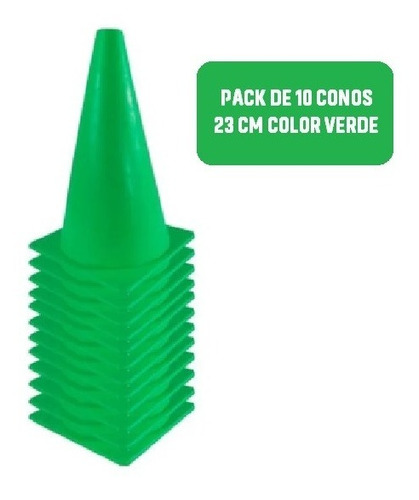Pack De 10 Conos De Entrenamiento De 23 Cm Color Verde