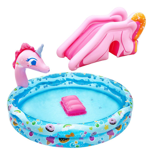 Piscina De Unicornio Hinchable Banzai Splash Slide Dimensi
