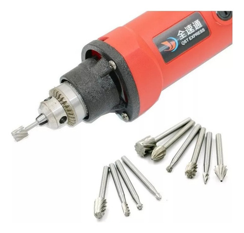 Kit 10 Brocas Burr Hss Grabado Tallado En Madera Drem Cortad