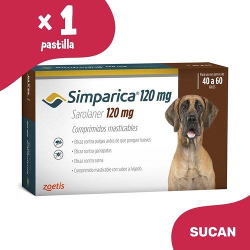 Pulgas Garrapatas Pastilla Simparica - Perros 40 A 60 Kg