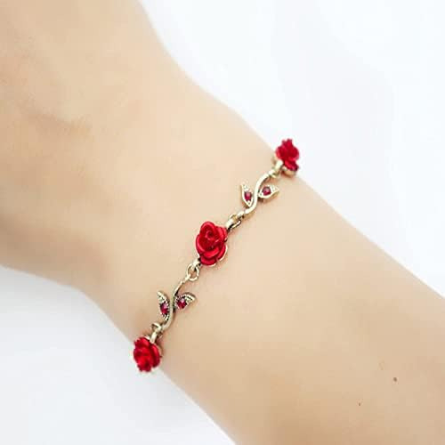 V Pulsera Con Dijes De Flores Rosas Mlepus Para Mujeres